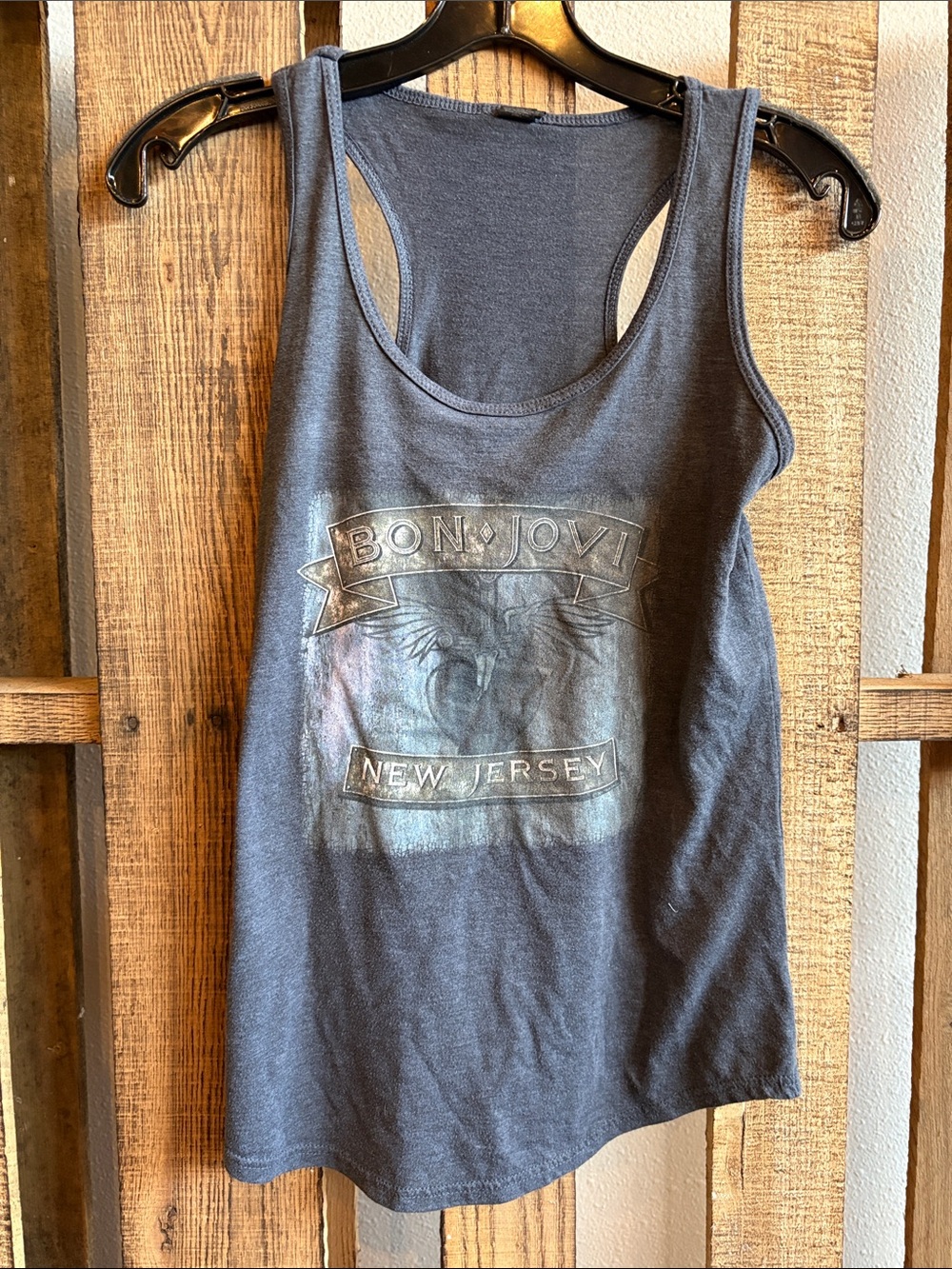 Anvil Charcoal Bon Jovi New Jersey Racerback Tank